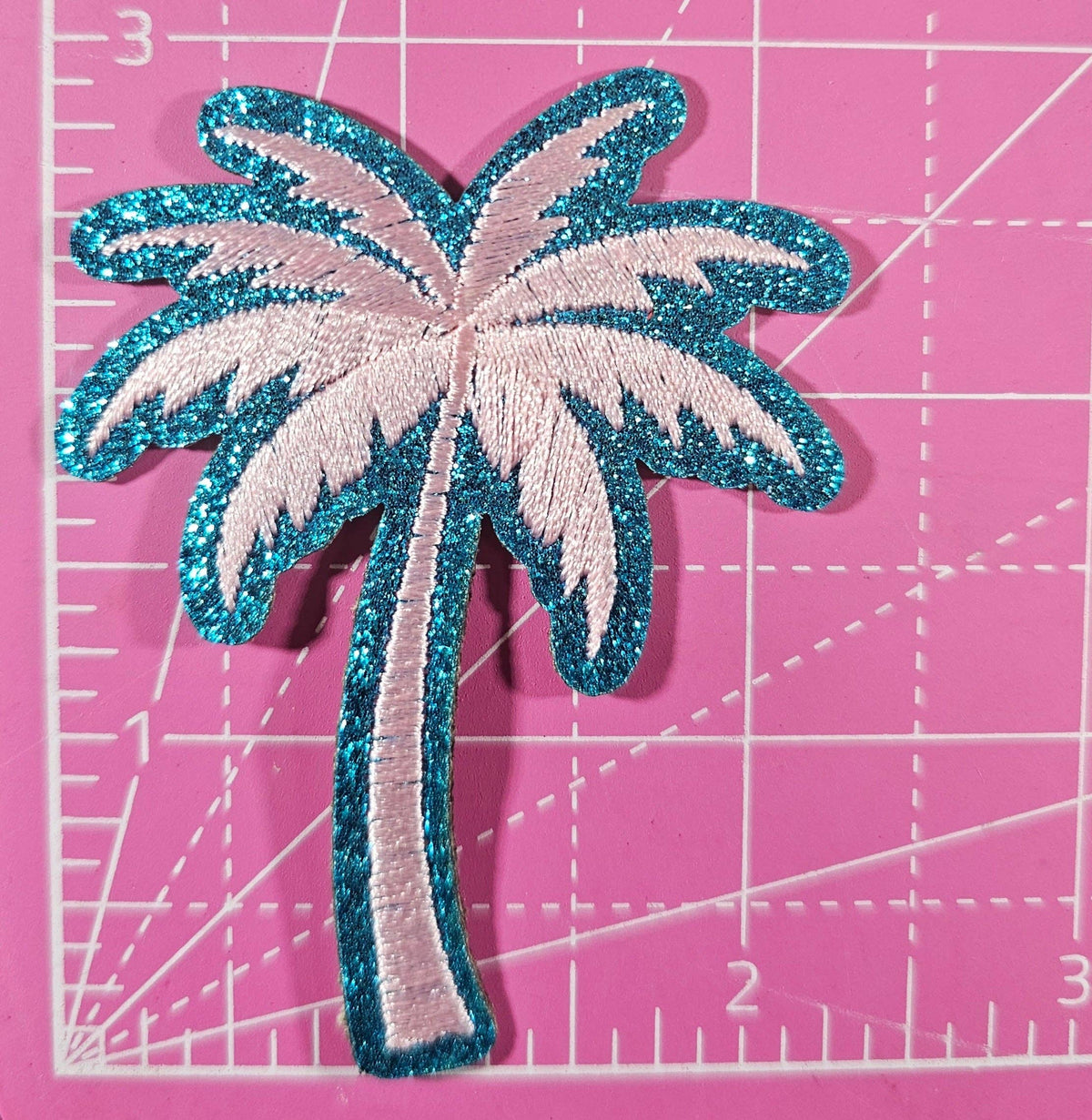 Beach Pink Palm Tree Embroidery Iron On Patches