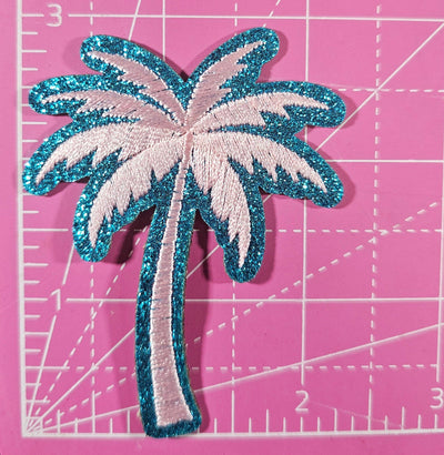 Beach Pink Palm Tree Embroidery Iron On Patches