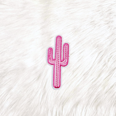 Cactus Pink Western Embroidery Iron On Patch