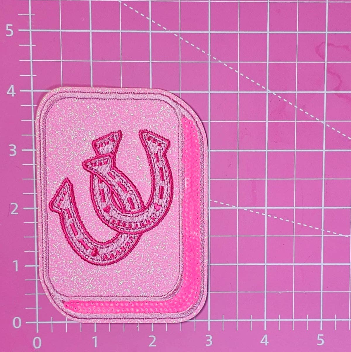 Mahjong Tile Pink Sequin Glitter Iron On Patches