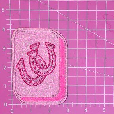 Mahjong Tile Pink Sequin Glitter Iron On Patches