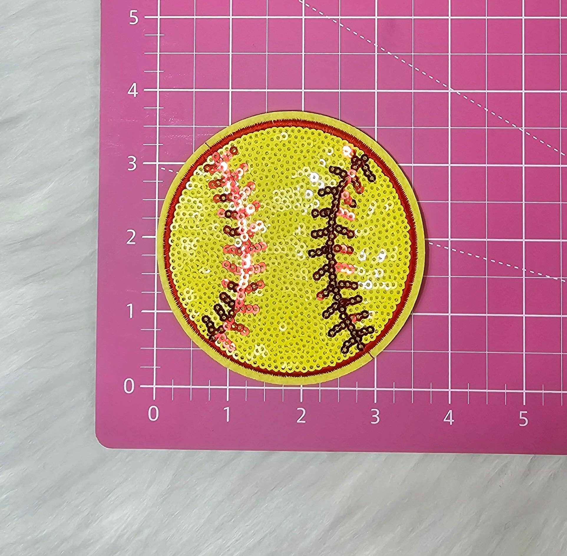 Small Sequin Softball Iron On Patch