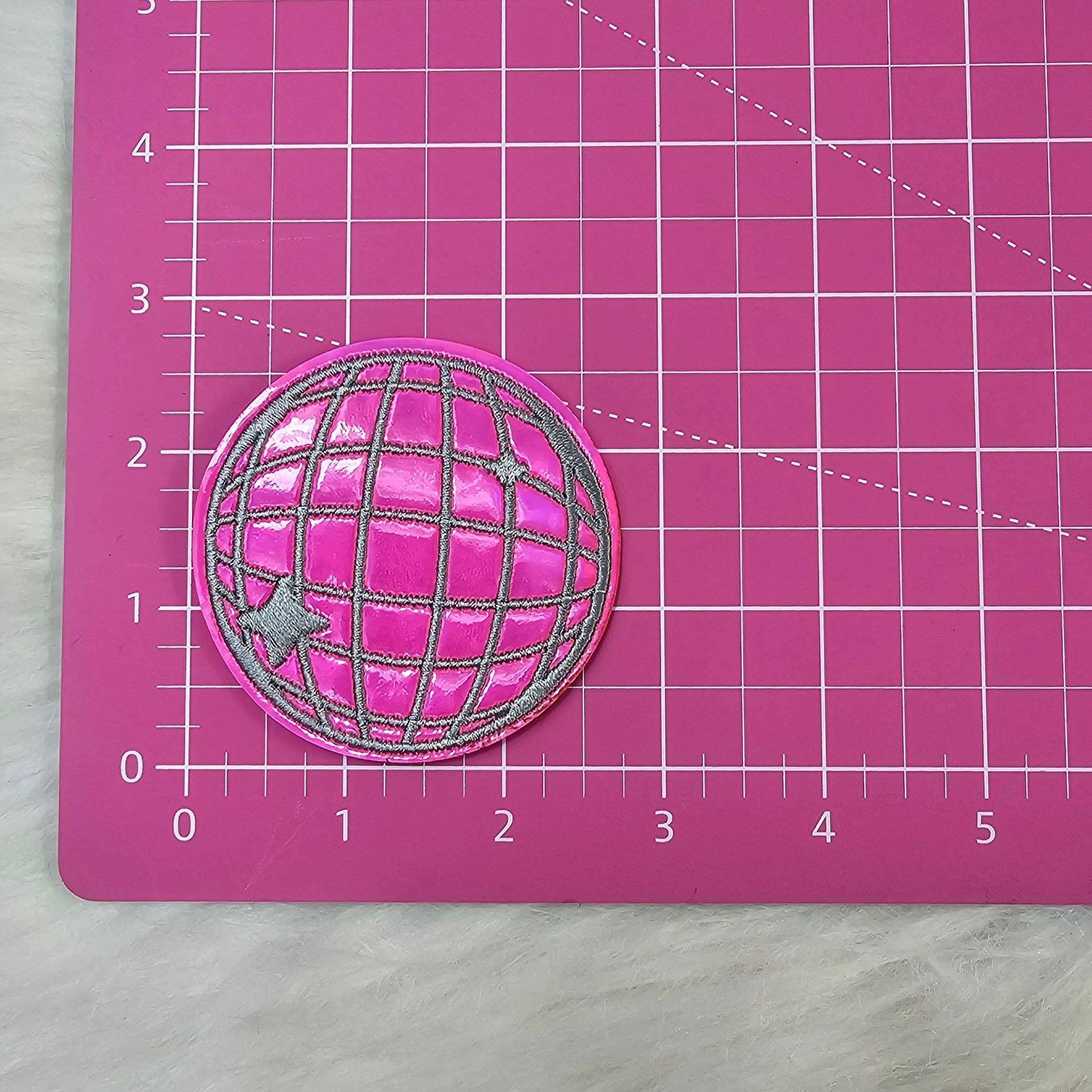 Iridescent Hot Pink Disco Ball Iron On Patch