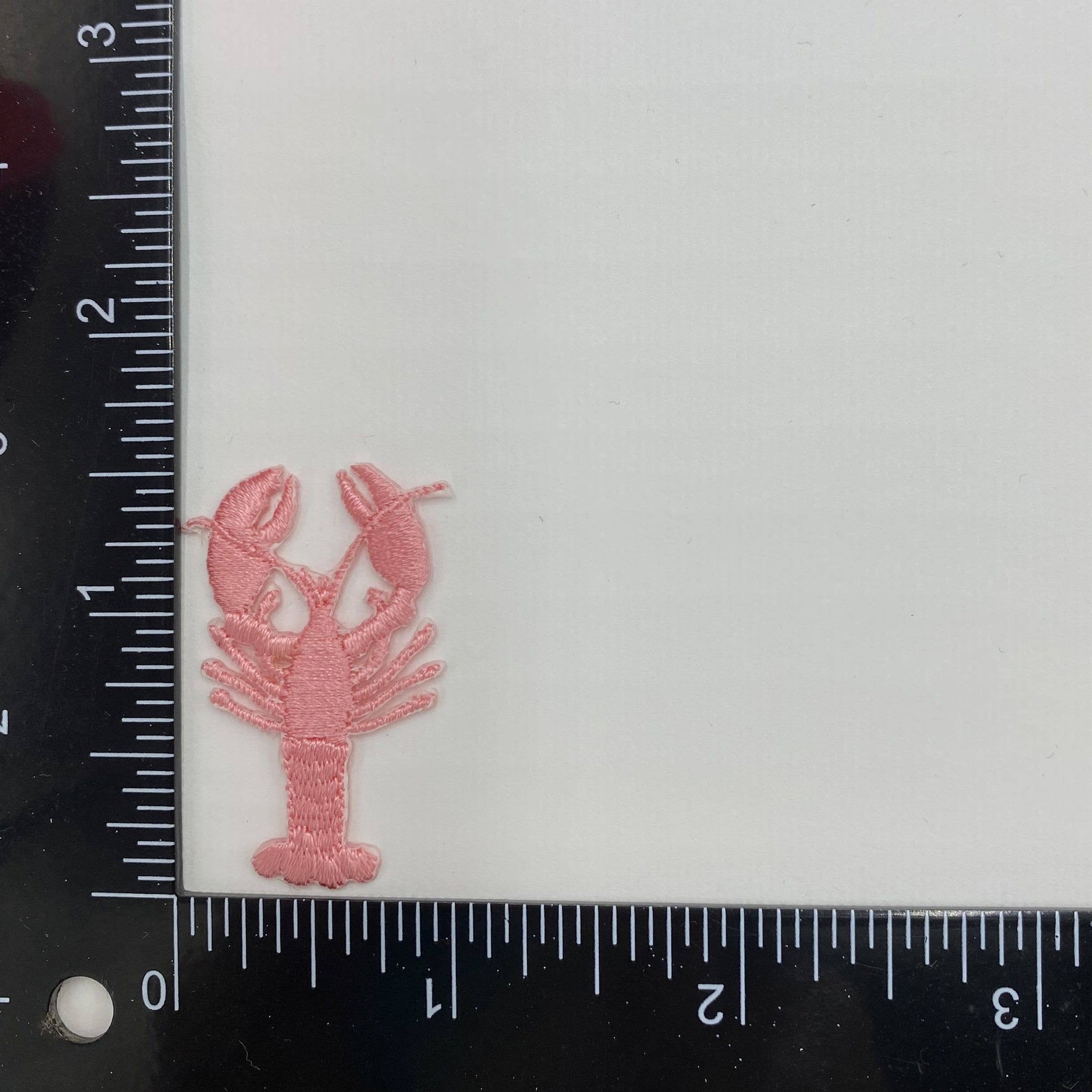 Small Pink Lobster, Crawfish - Iron on Embroidered Patch