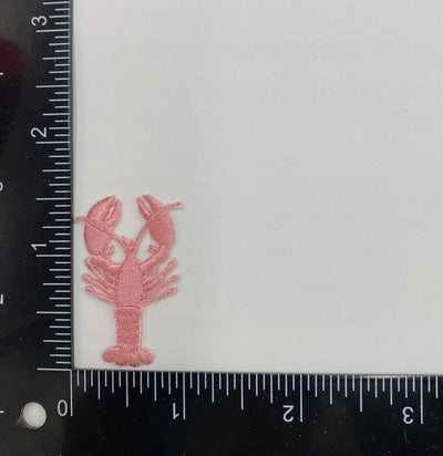 Small Pink Lobster, Crawfish - Iron on Embroidered Patch