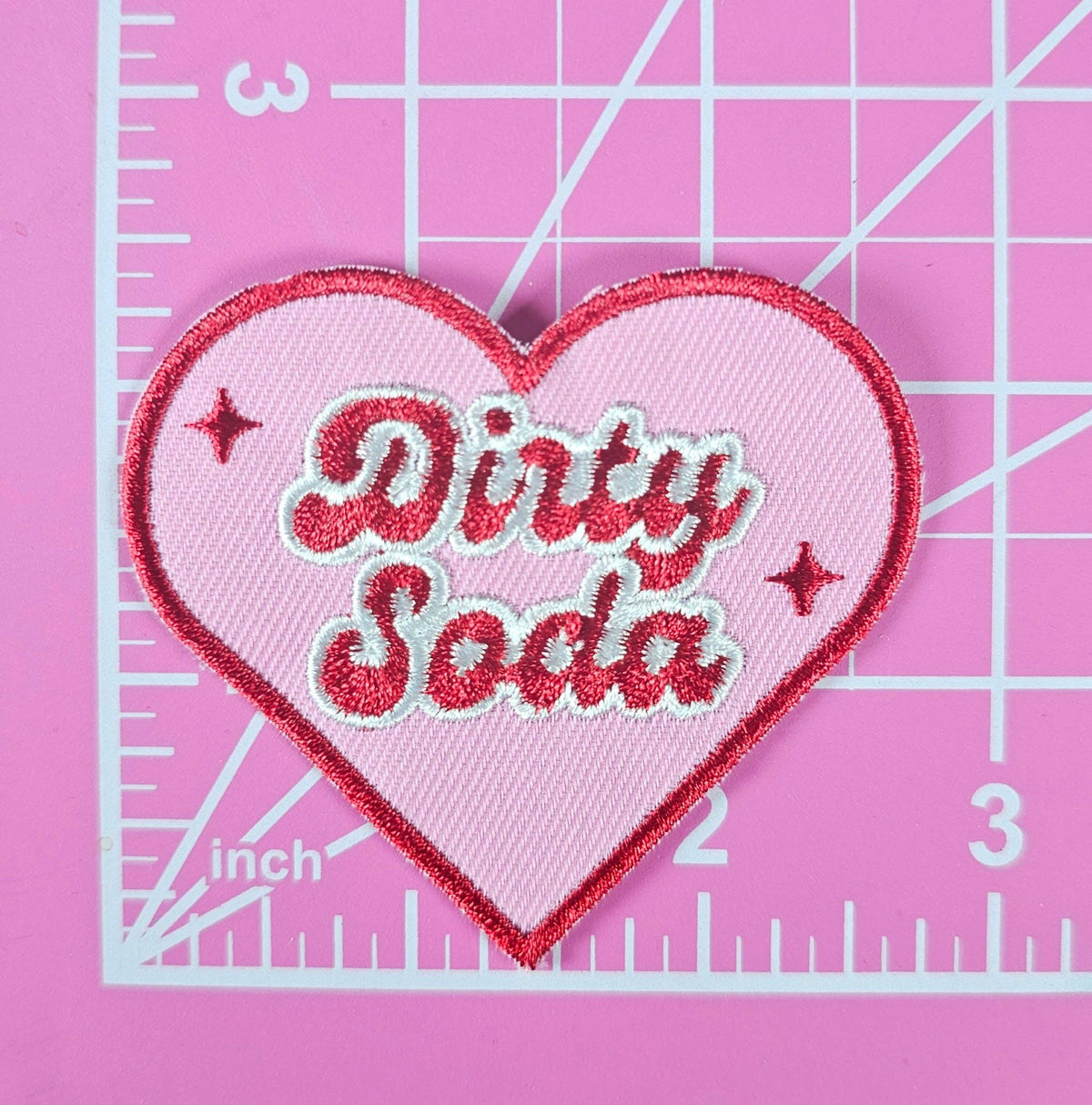 Dirty Soda Heart Love Pink Embroidery Iron On Patch