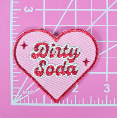 Dirty Soda Heart Love Pink Embroidery Iron On Patch