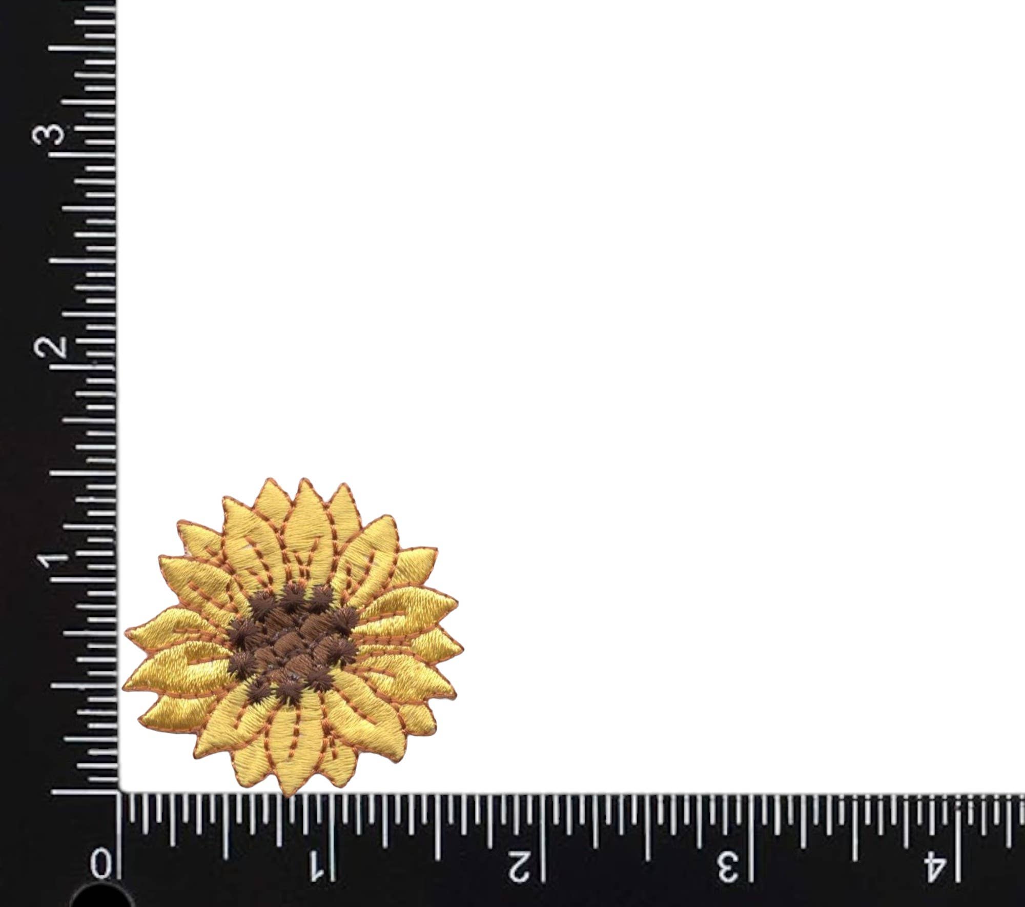 1.5" Sunflower, Flower, Embroidered, Iron on Patch
