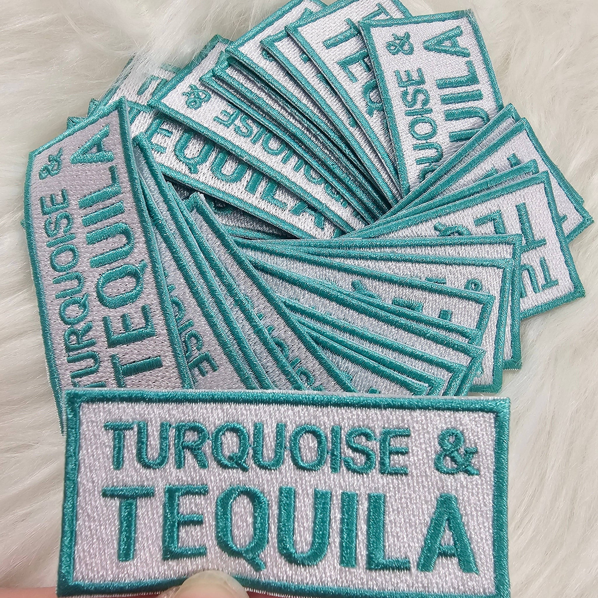 Turquoise & Tequila Embroidery Iron On Patch