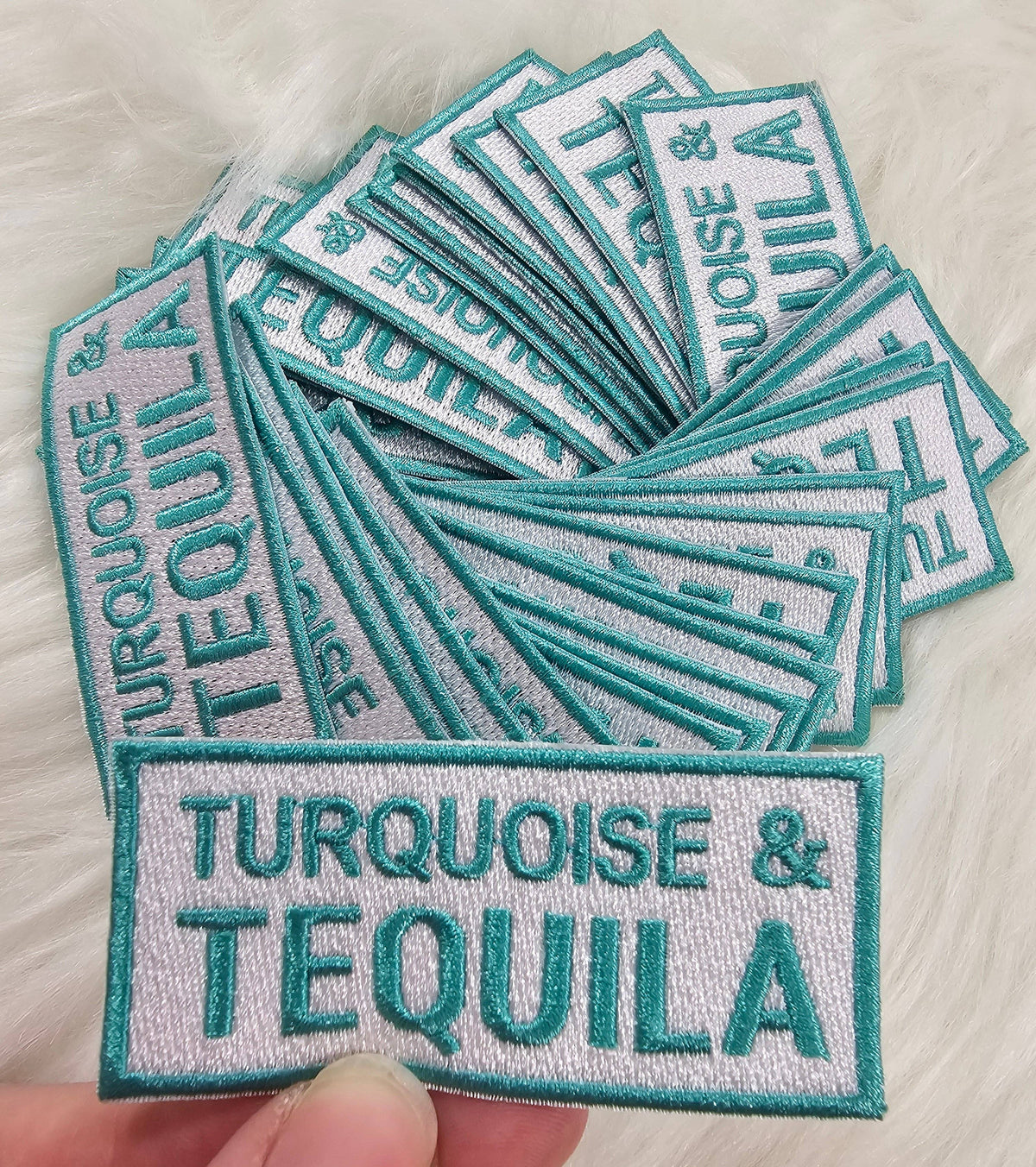 Turquoise & Tequila Embroidery Iron On Patch