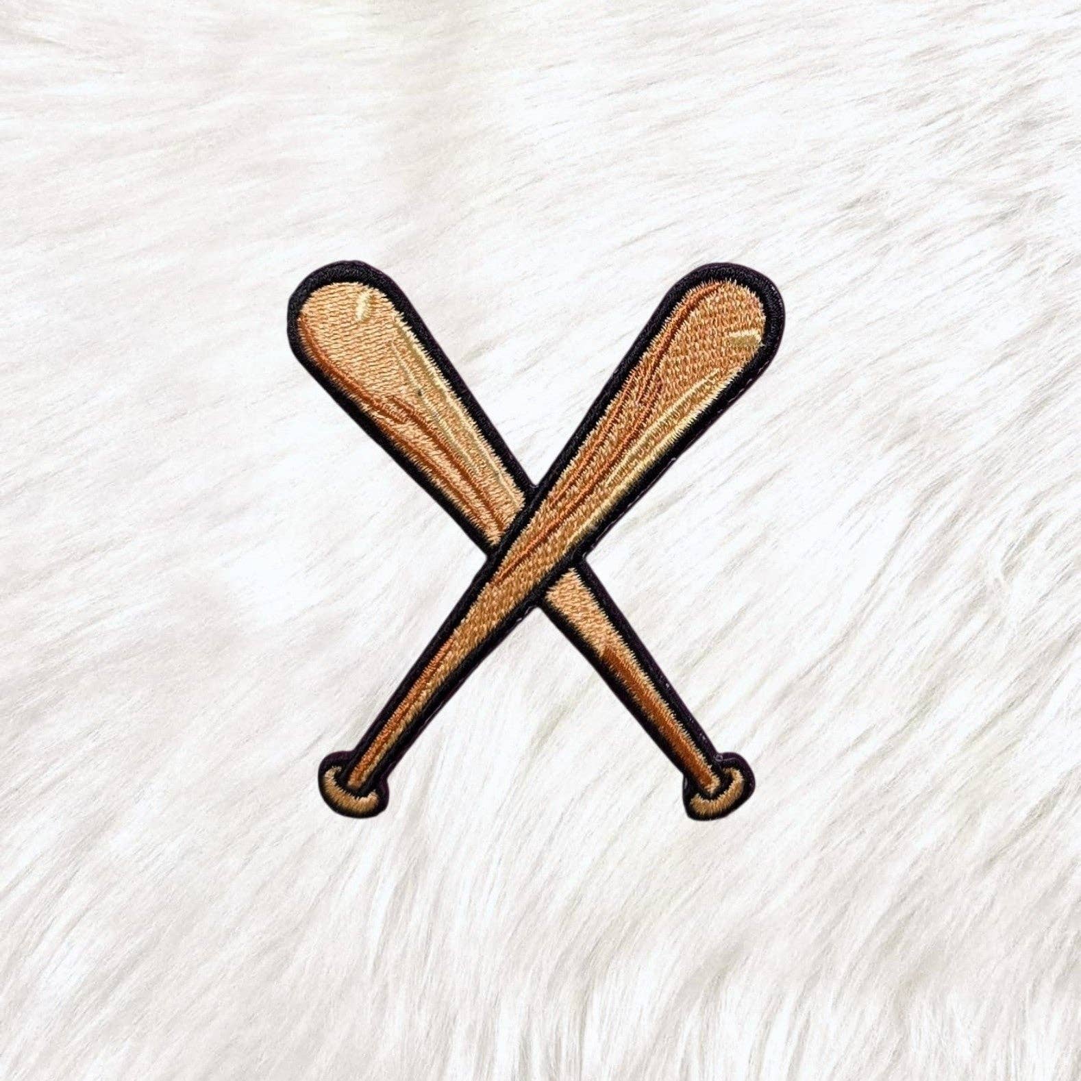 Crossing Bats Embroidery Iron On Patch