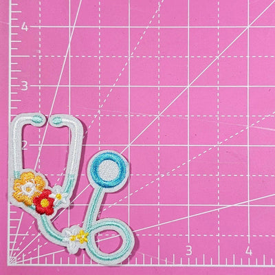 Stethoscope Floral Medical Embroidery Iron On Patch