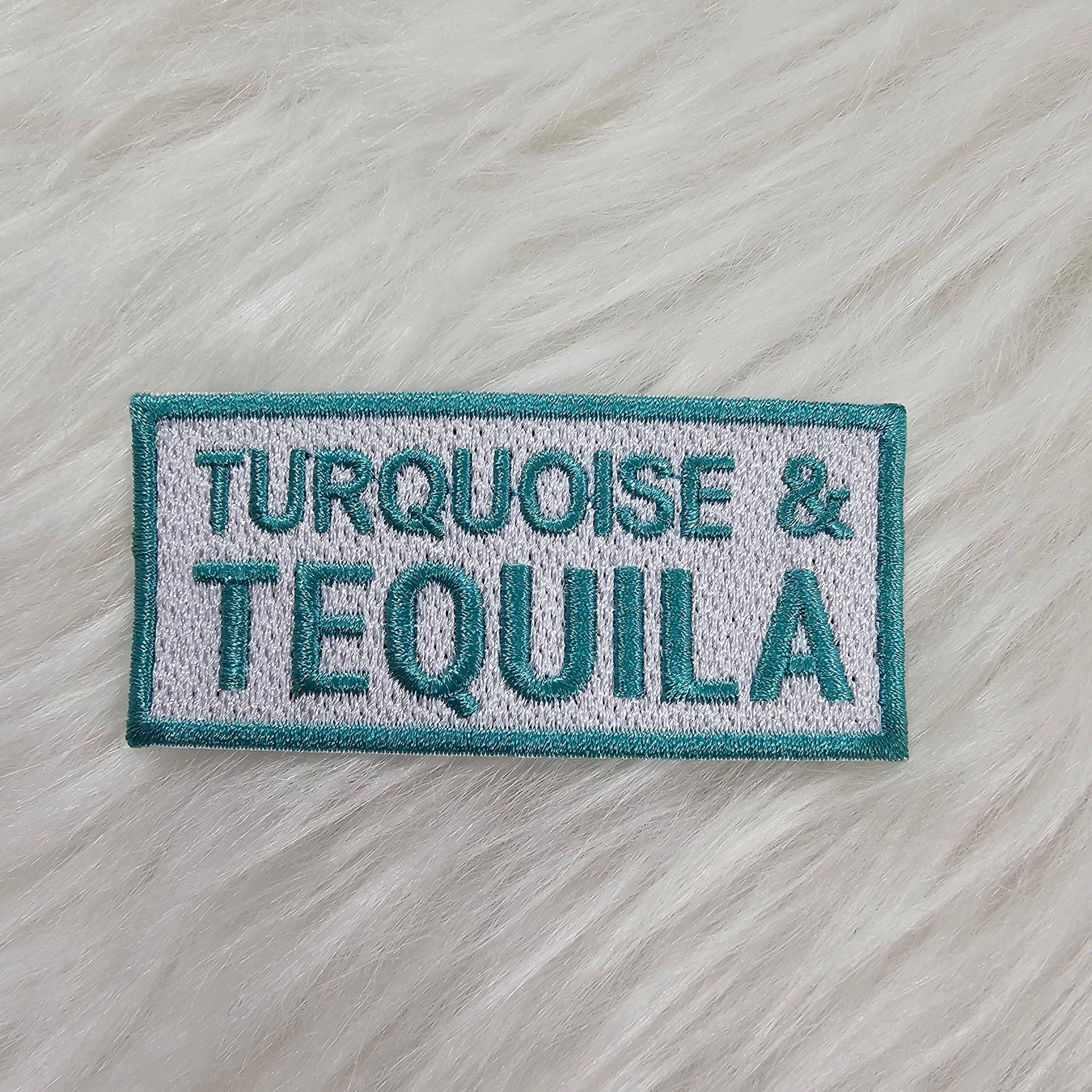 Turquoise & Tequila Embroidery Iron On Patch