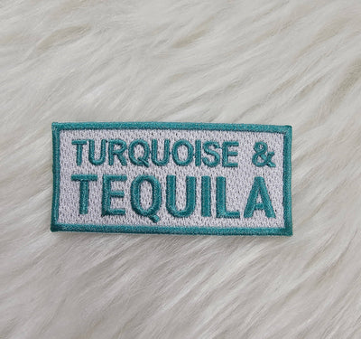 Turquoise & Tequila Embroidery Iron On Patch