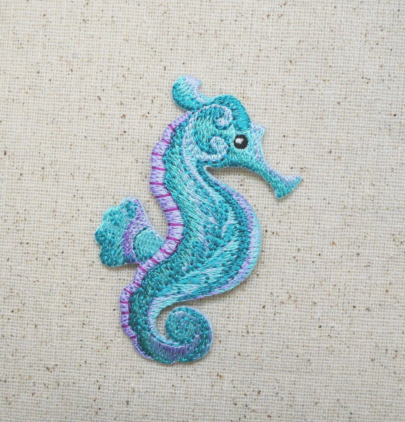 Seahorse - Tropical - Blue, Green, Purple, Iron on Patch