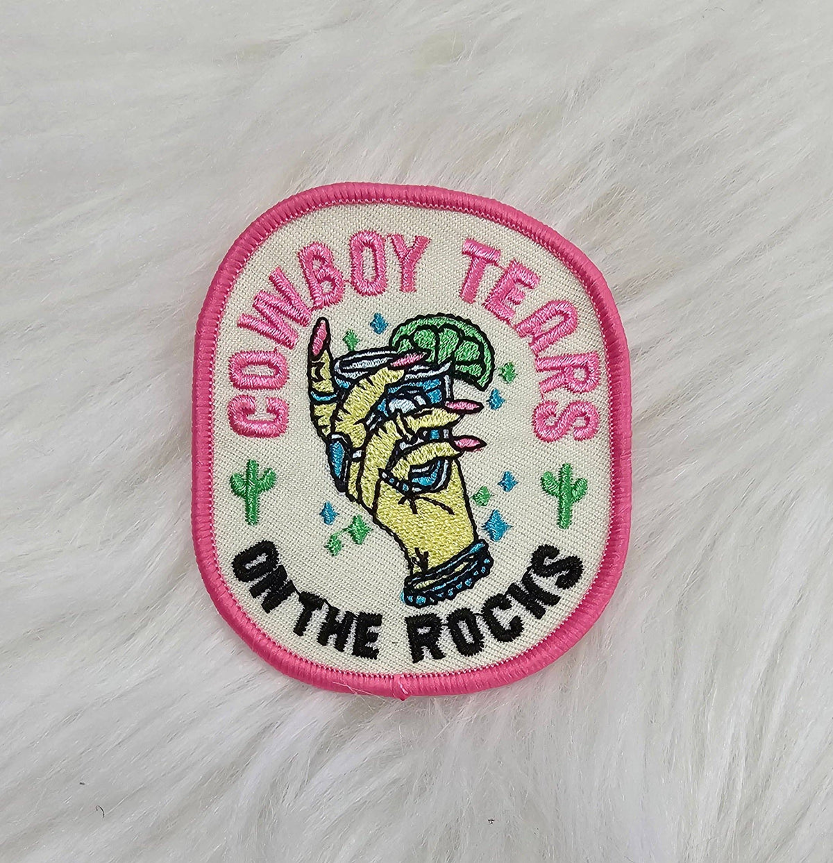 Cowboy Tears on the Rocks Woven Embroidery Iron On Patch