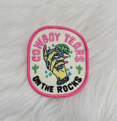 Cowboy Tears on the Rocks Woven Embroidery Iron On Patch