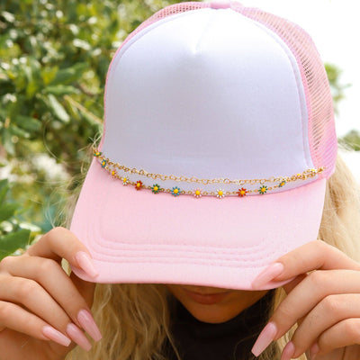 Trucker hat Chain: Heart & Daisy Layered Chain Set