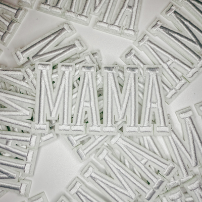 4" MAMA in WHITE or BLACK -  3D Embroidered Hat Patch