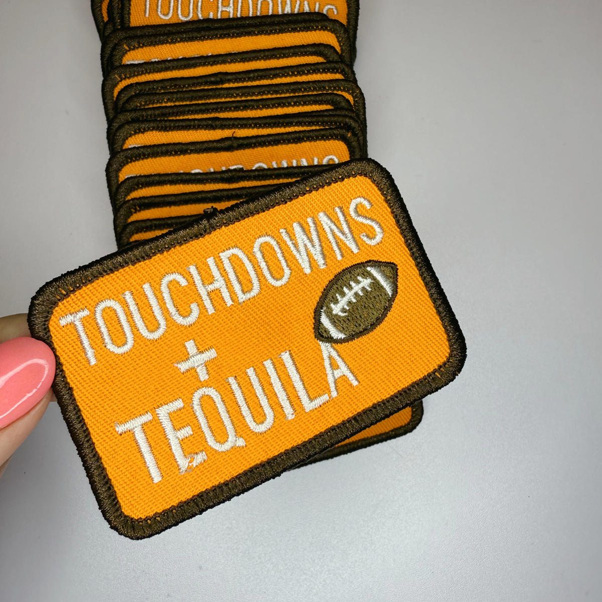 3" Touchdowns + Tequila in ORANGE -  Embroidered Hat Patch