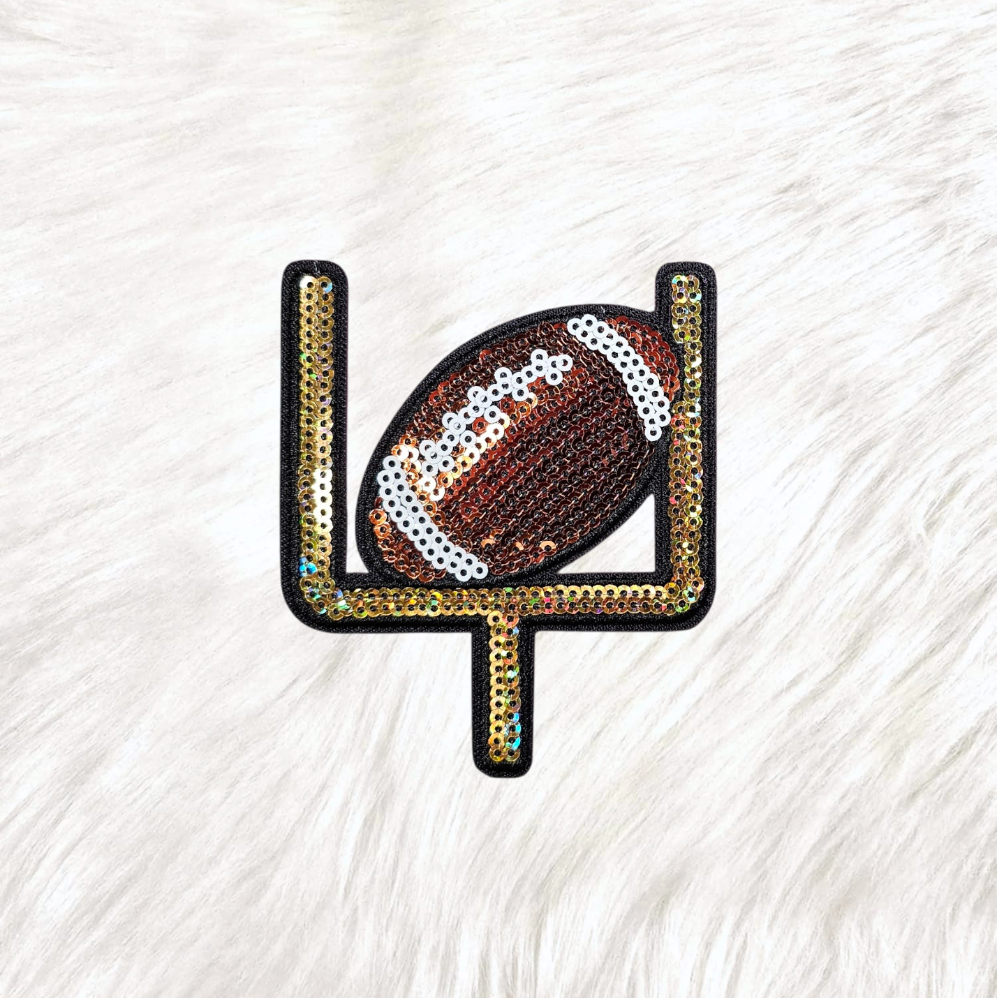 Field Goal Post with Football Sequin Iron On Patch