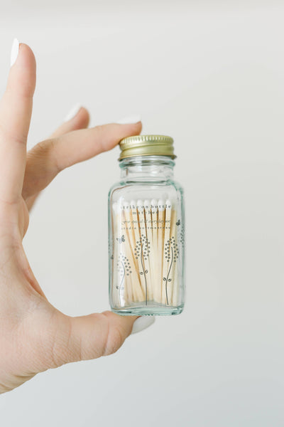 Wildflower 2" White Match Jar | Pretty Glass Match Holder
