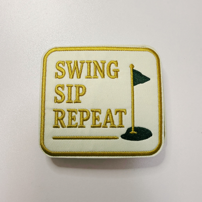 3" Swing Sip Repeat ( GOLF)  -  Embroidered Hat Patch