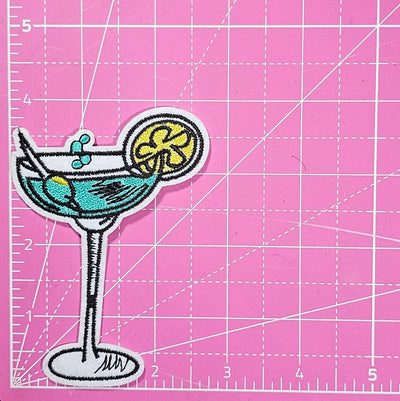 Martini Cocktail Embroidery Iron On Patch