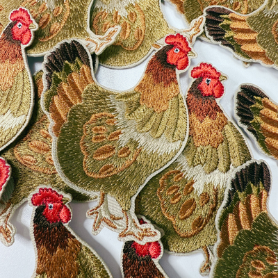 3" Chicken -  Embroidered Hat Patch