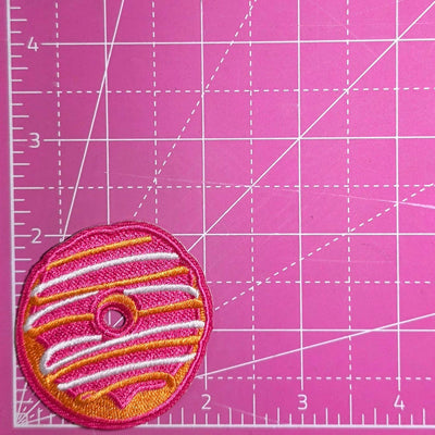 Donut Pink Drizzle Drip Embroidery Iron On Patch