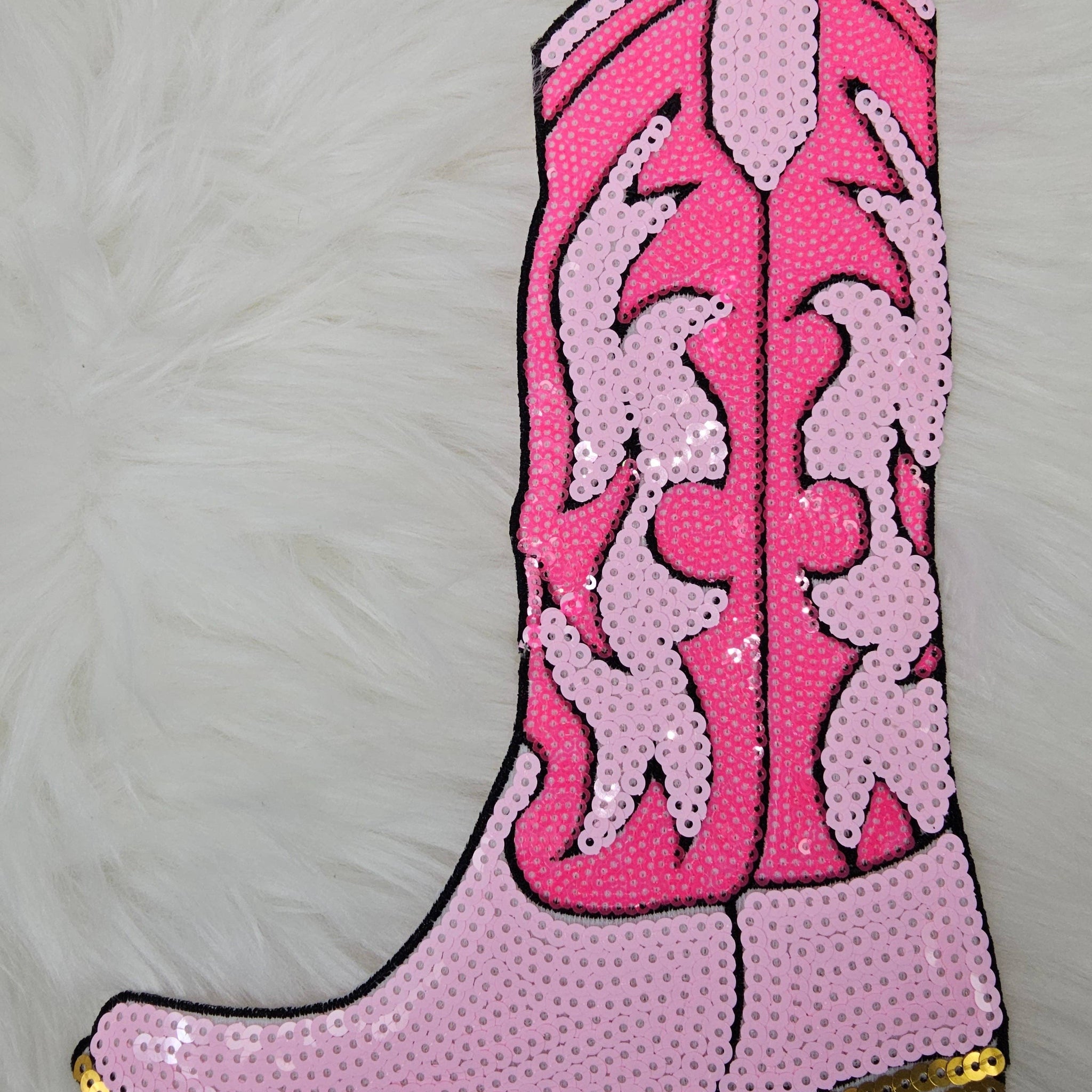 Pink Sequin Cowgirl Boots Iron-on Patch