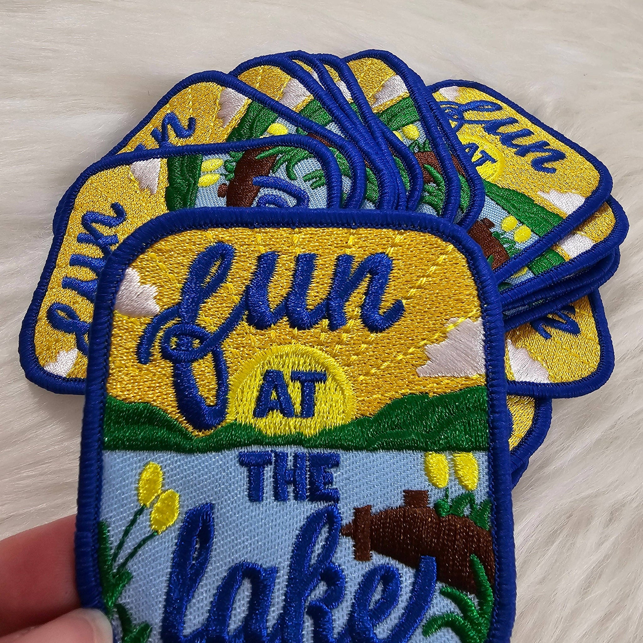 Fun at the Lake Scenic Embroidery Iron On Patch