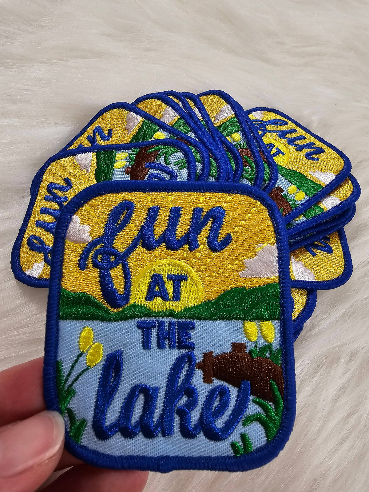 Fun at the Lake Scenic Embroidery Iron On Patch