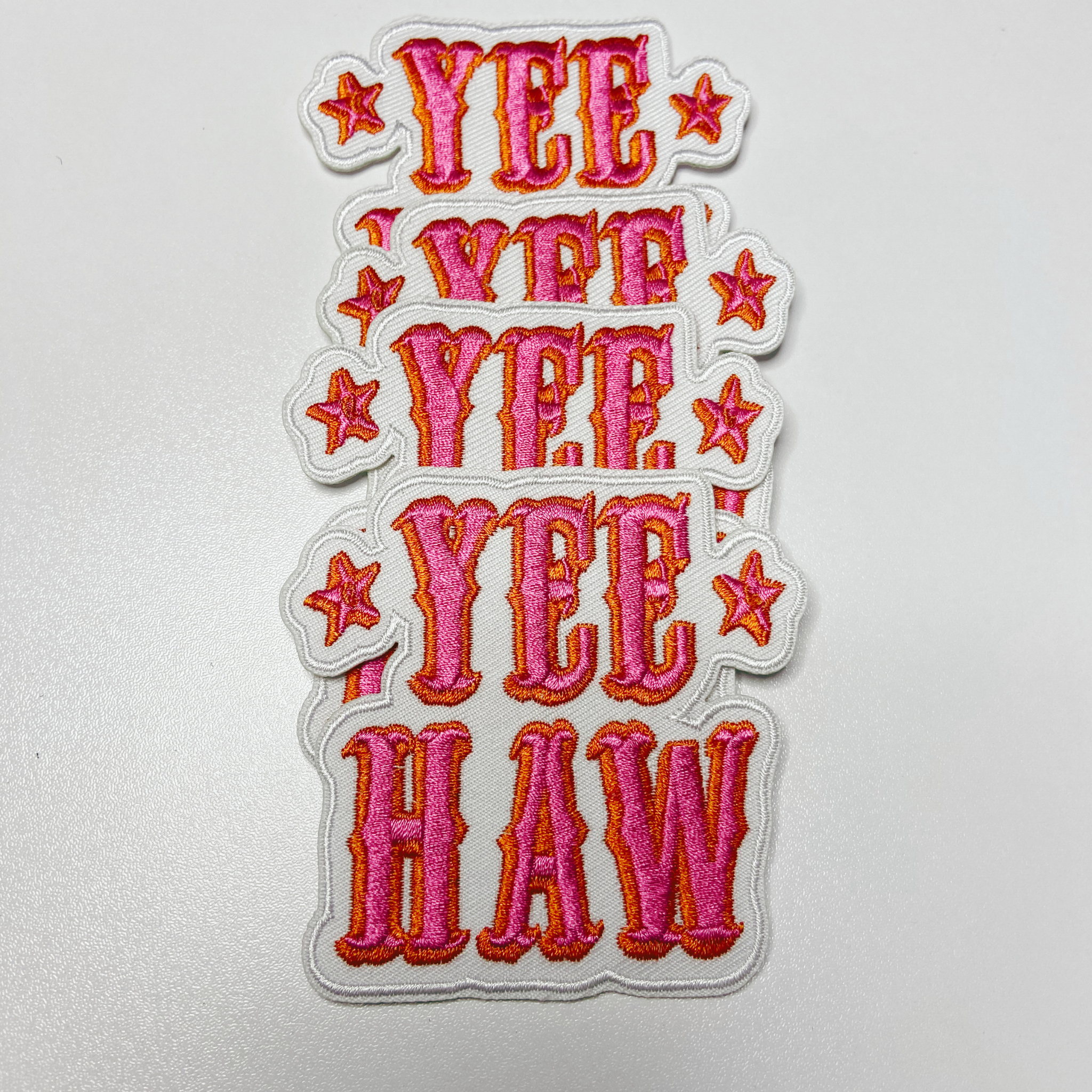 3" Yee Haw in PINK  -  Embroidered Hat Patch