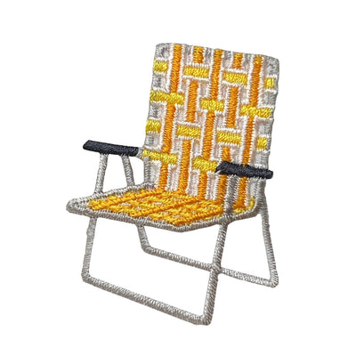 Vintage Yellow Webbed Lawn Chair, Camping, Iron on Patch
