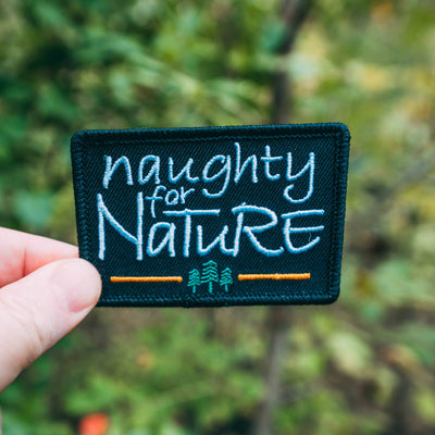 Naughty For Nature Embroidered Iron On Heat Seal Backing
