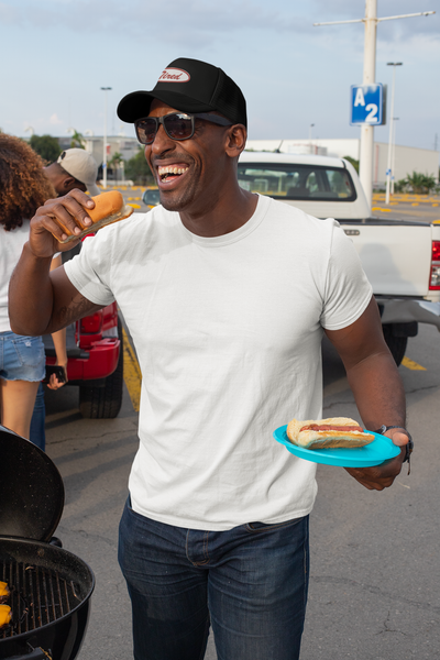 Tired in Oval Mechanic Style, Red, Embroidered Iron on Patch