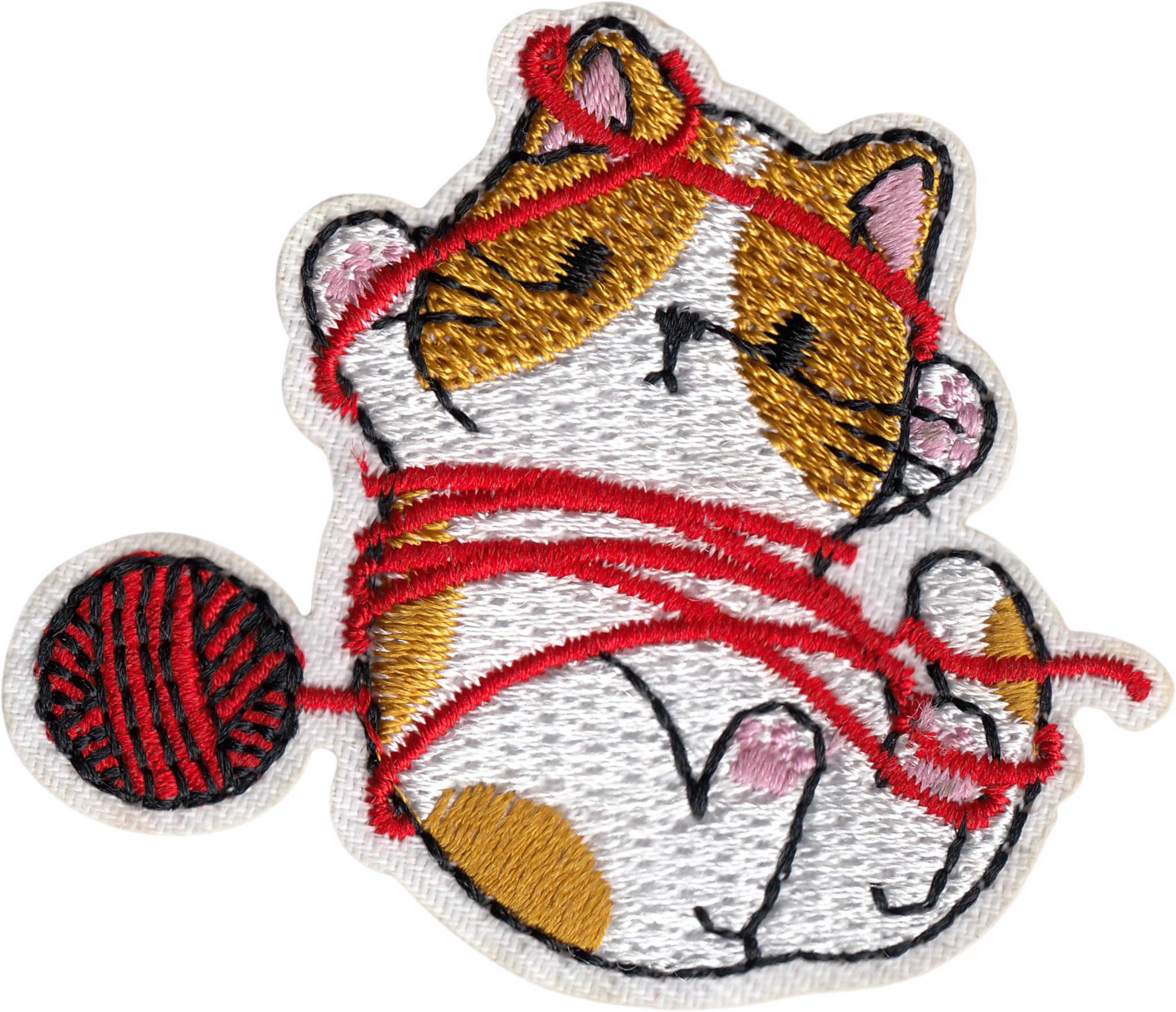 Patch -  Cat - Cute All Tied Up In Yarn - 2.25"