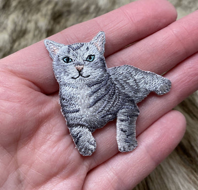 Gray Tabby Cat, Kitten, Pets, Animals, Iron on Patch