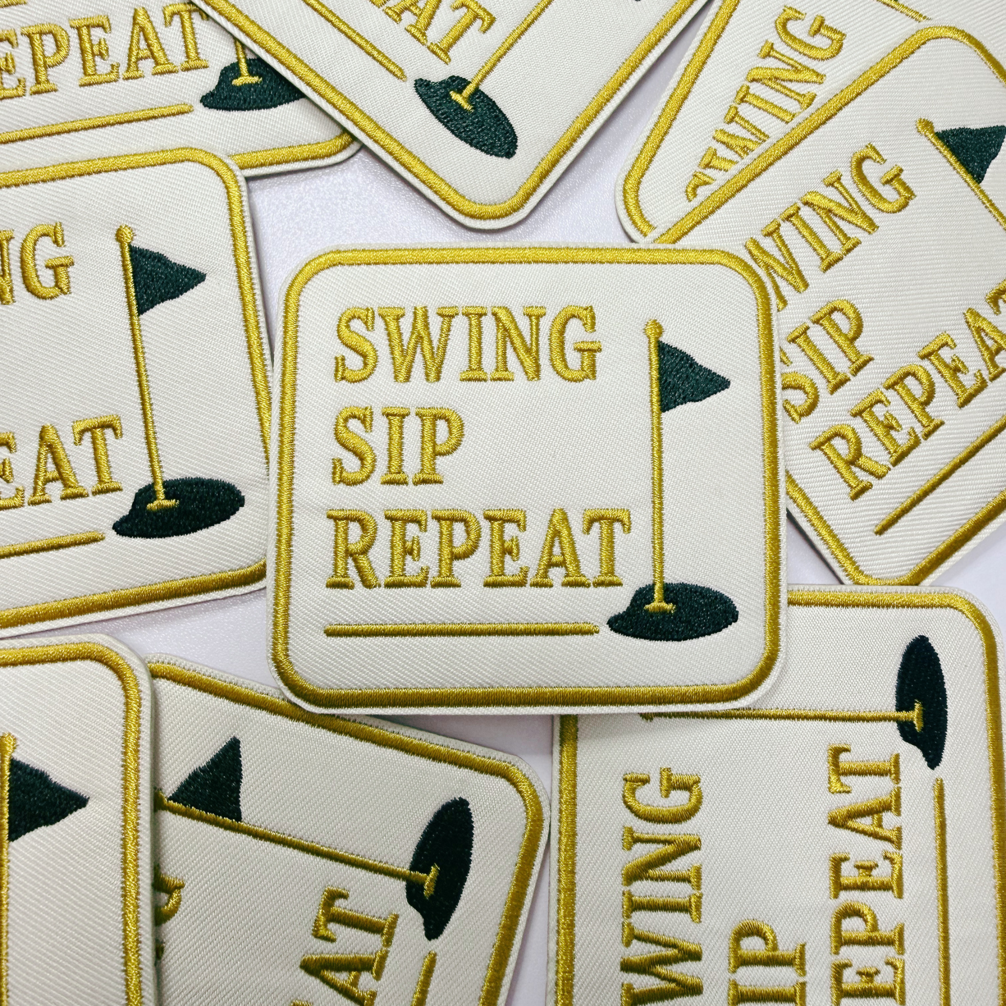 3" Swing Sip Repeat ( GOLF)  -  Embroidered Hat Patch