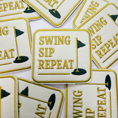3" Swing Sip Repeat ( GOLF)  -  Embroidered Hat Patch