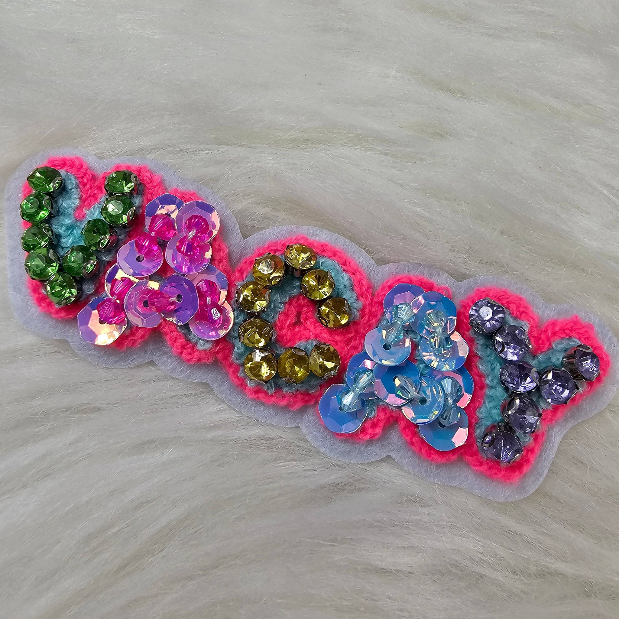'VACAY' Rhinestone and Beaded Sequin Chenille Iron-on Patch