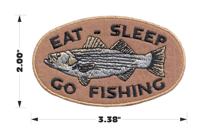 Patch - Eat Sleep Go Fishing - With Striped Bass Fish - 3.3"
