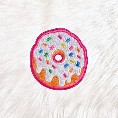 Donut White Sprinkle Drip Embroidery Iron On Patch