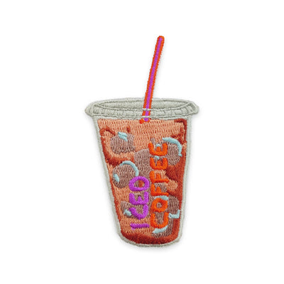 Iced Coffee Iron-On Patch | Coffee Lover Embroidered Patch