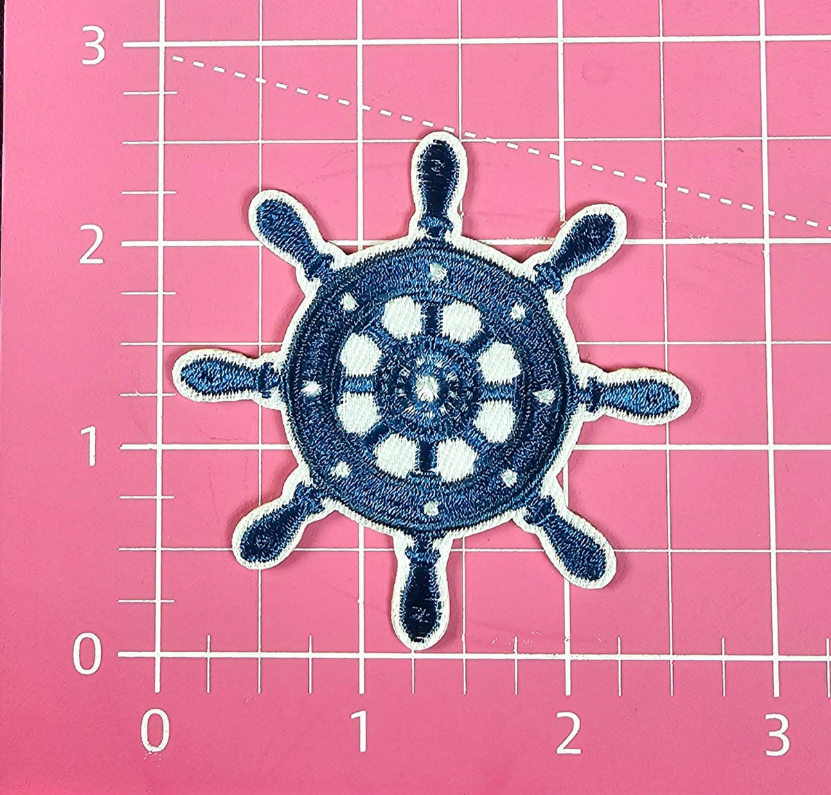 Ship Helm Captains Wheel Nautical Blue Coastal Embroidery Iron On Patch