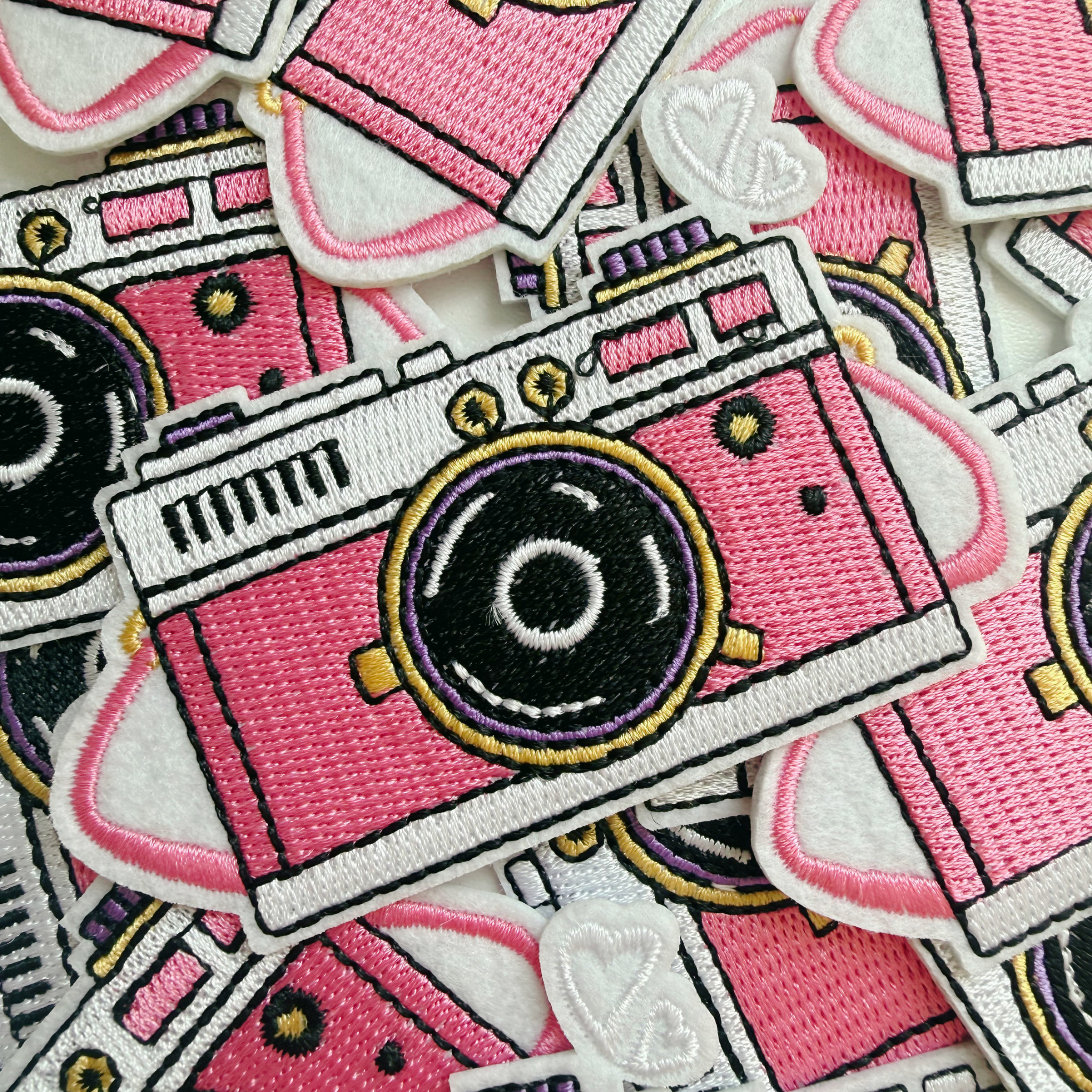 3" Camera in Pink -  Embroidered Hat Patch