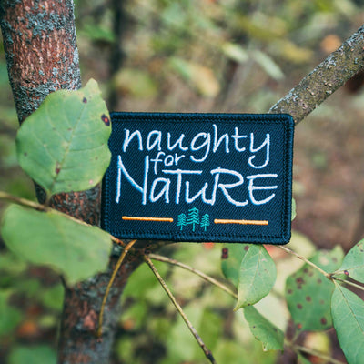 Naughty For Nature Embroidered Iron On Heat Seal Backing
