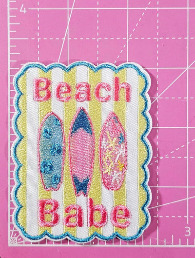 Beach Babe Surf Embroidery Iron On Patch