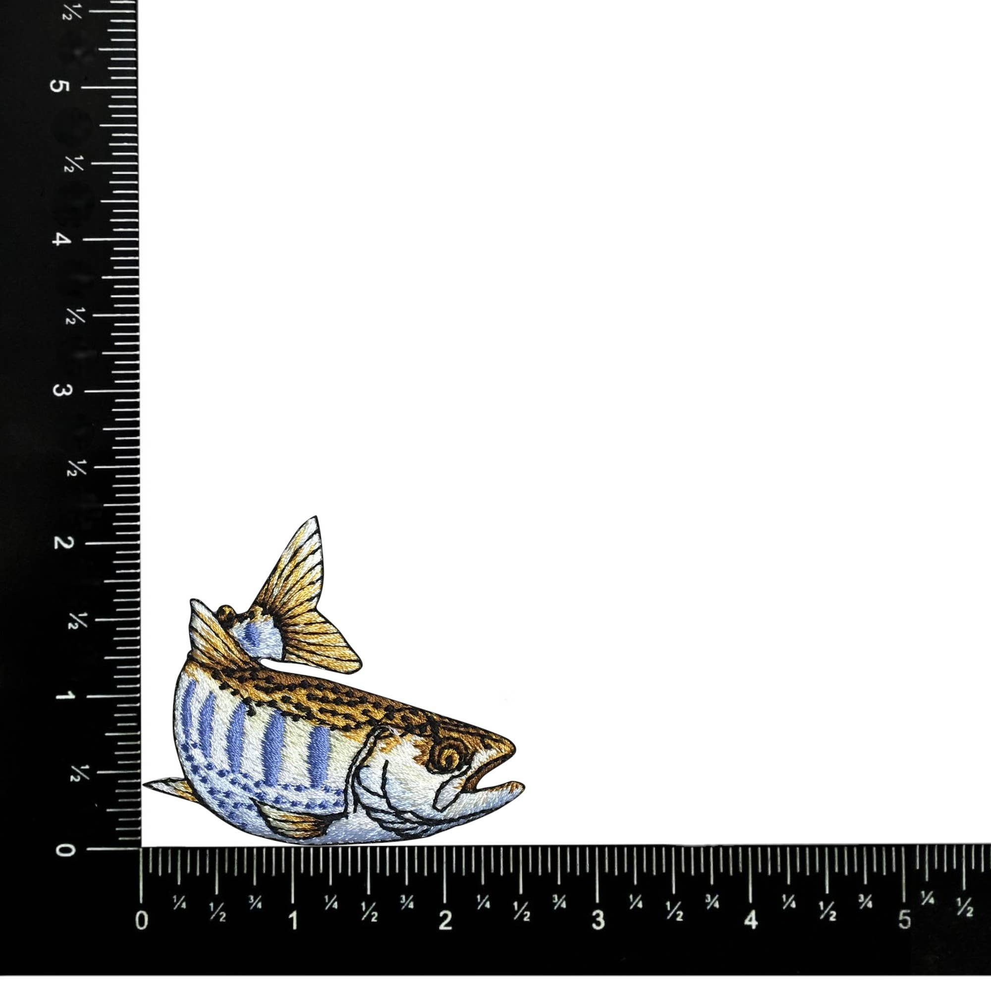 Striped Brook Trout Fish Embroidered  Iron on Patch